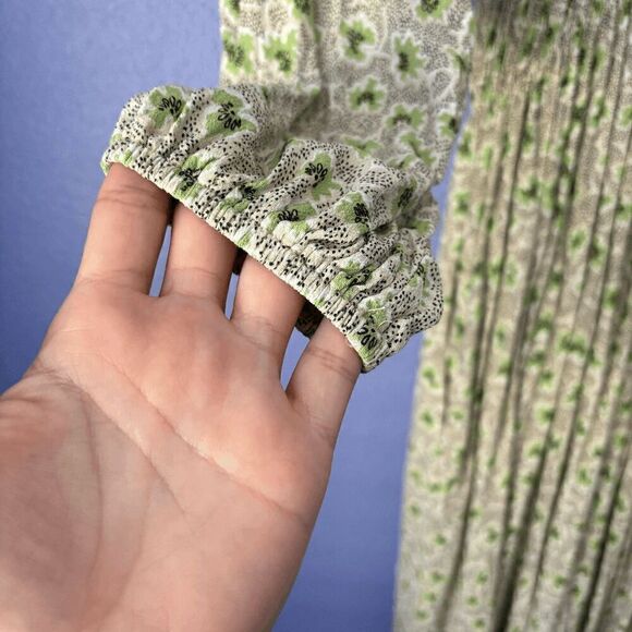 Women's Dress Forum Green Multi Pattern Small Maxi V Neck Long Sleeve Leg Slit - Picture 4 of 11